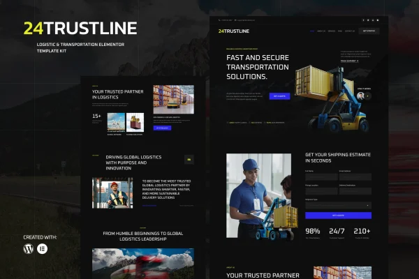 24TrustLine logistics and transportation Elementor template kit preview