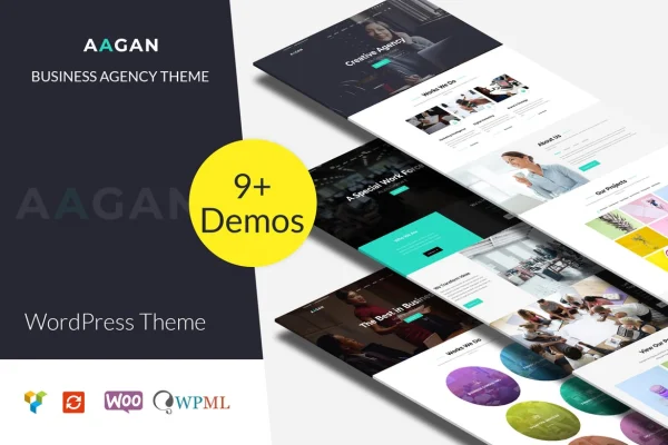 Aagan agency and startup WordPress theme preview