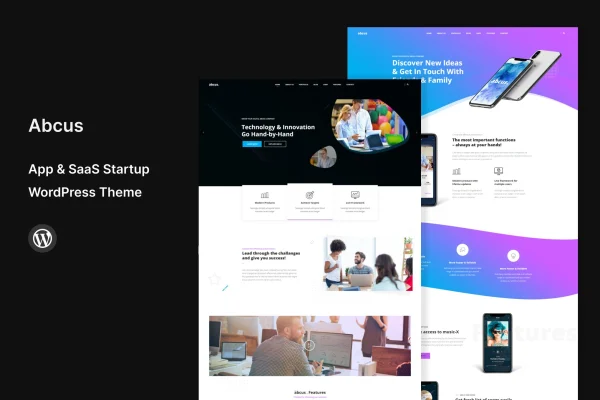 Abcus app and SaaS startup WordPress theme preview