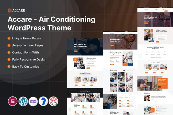 Accare air conditioning WordPress theme preview