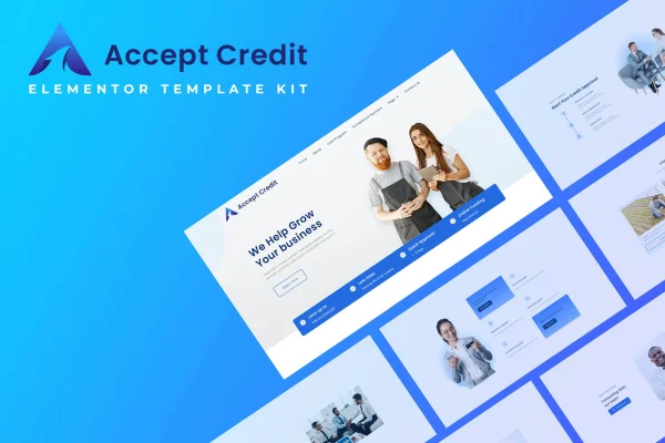 Accept Credit financial services Elementor template kit preview