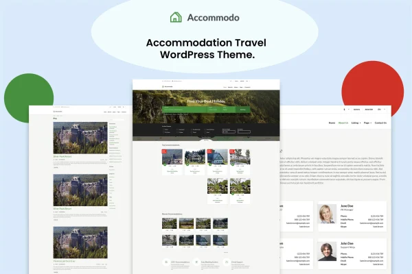 Accommodo accommodation and travel WordPress theme preview