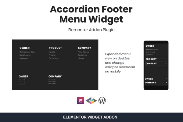Accordion Footer Menu Widget For Elementor plugin banner