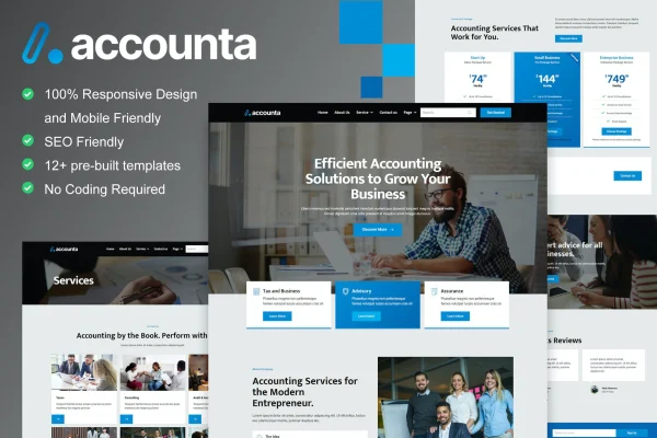 Accounta accounting firm Elementor template kit preview