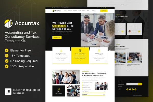 Accuntax accounting and tax consultancy Elementor template kit preview