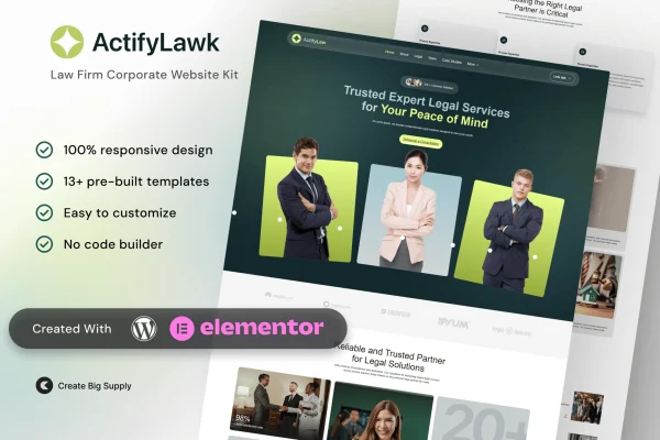 ActifyLaw law firm Elementor template kit cover image