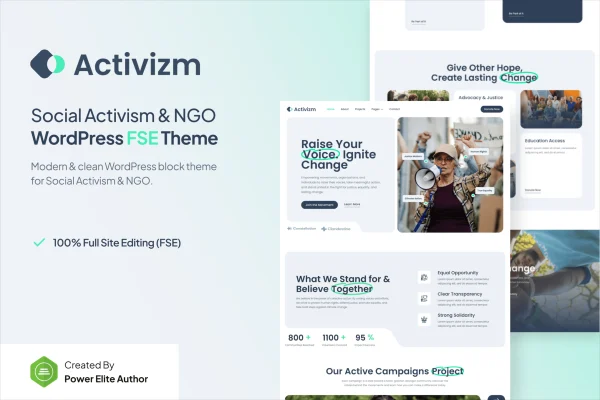 Activizm social activism and NGO WordPress theme preview