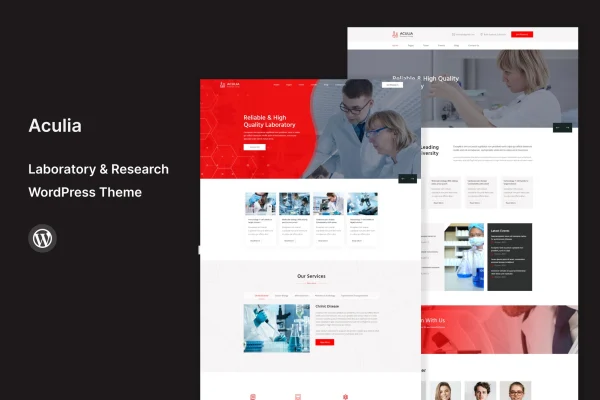 Aculia laboratory and research WordPress theme preview