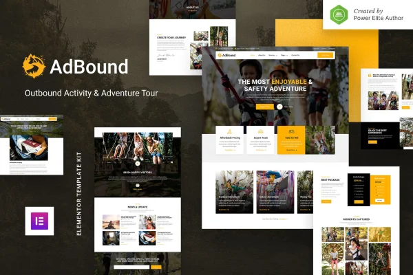 AdBound adventure tour Elementor template kit cover image