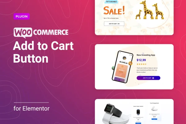 Ader for Elementor plugin banner showing WooCommerce Add to Cart buttons