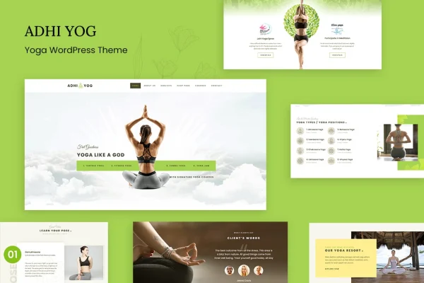 Adhi Yoga health and wellness WordPress theme preview