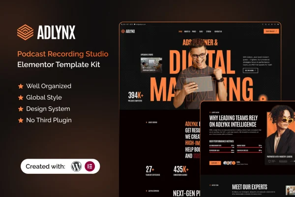 Adlynx digital marketing Elementor template kit preview