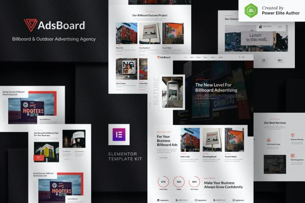 AdsBoard billboard and outdoor advertising agency Elementor template kit cover