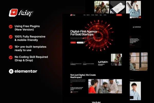 Adsy digital agency Elementor template kit preview