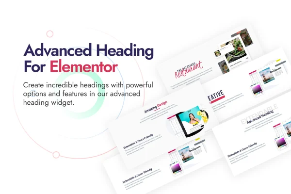 Advanced Heading for Elementor plugin banner with styled and animated heading examples
