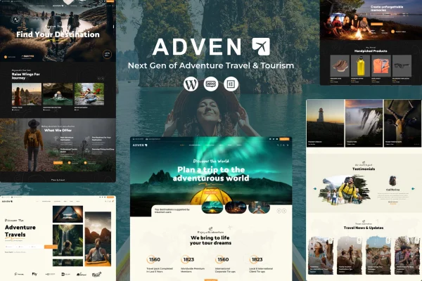 Advenx adventure travel and tourism WordPress theme preview