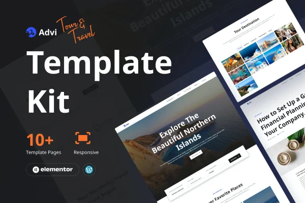 Advi tour and travel Elementor template kit preview