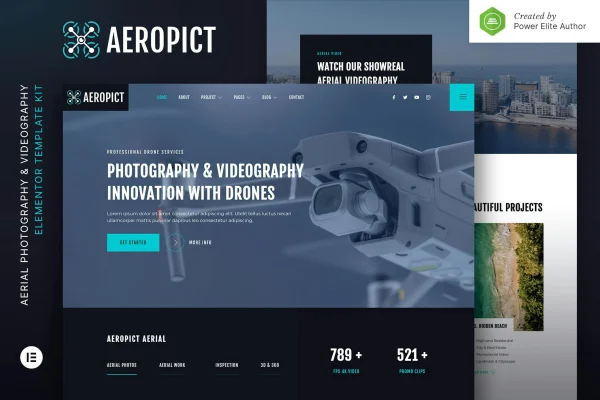 Aeropict drone aerial photography Elementor template kit preview