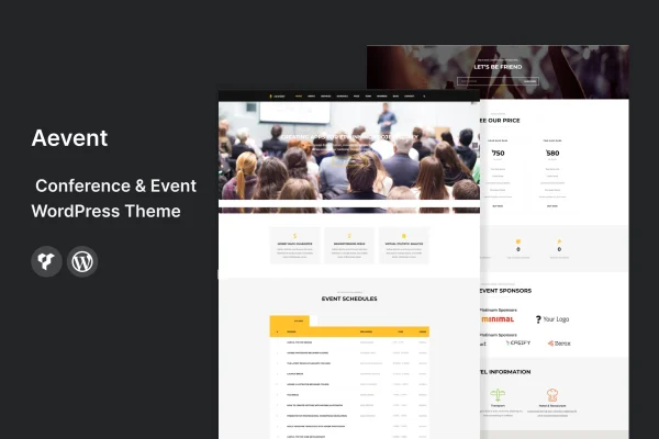 Aevent conference and event WordPress theme preview