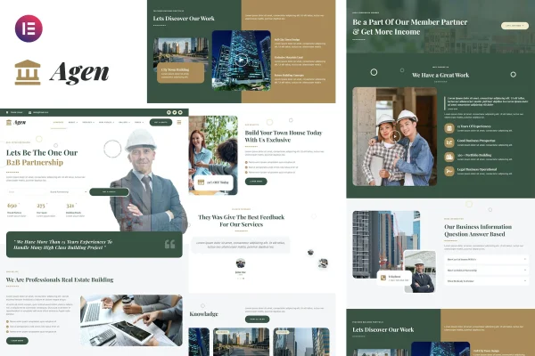 Agen real estate and property developer Elementor template kit preview