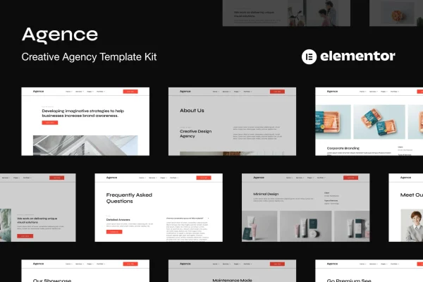 Agence creative agency Elementor template kit preview