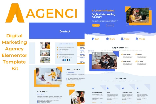 Agenci digital marketing agency Elementor template kit preview