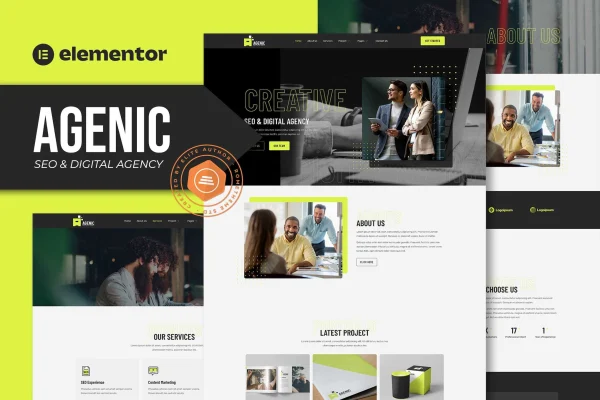 Agenic SEO and digital agency Elementor template kit preview