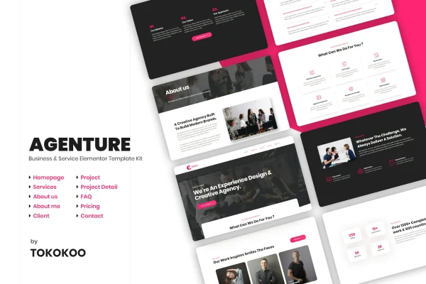 Agenture digital agency and startup Elementor template kit cover image