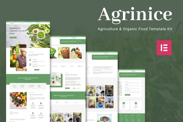 Agrinice agriculture and organic food Elementor template kit preview