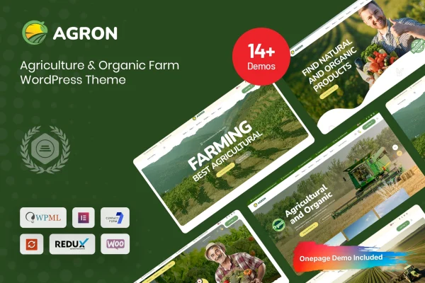 Agron agriculture and organic farm WordPress theme preview