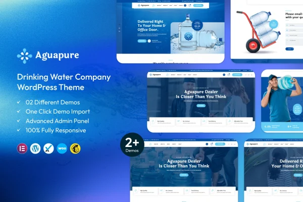 Aguapure drinking water company WordPress theme preview
