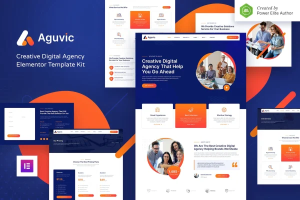 Aguvic creative digital agency Elementor template kit preview