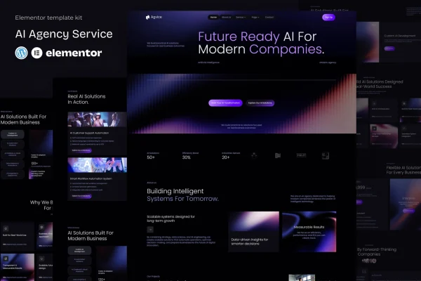 Agvice AI agency Elementor template kit preview