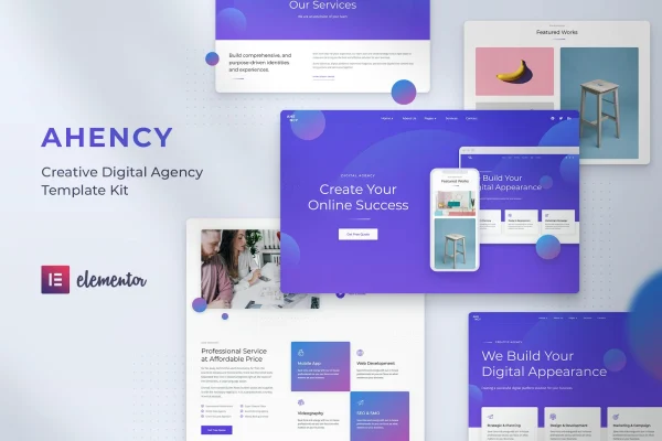 AHENCY creative digital agency Elementor template kit cover