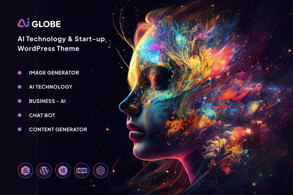AI Globe WordPress theme preview for an artificial intelligence startup website