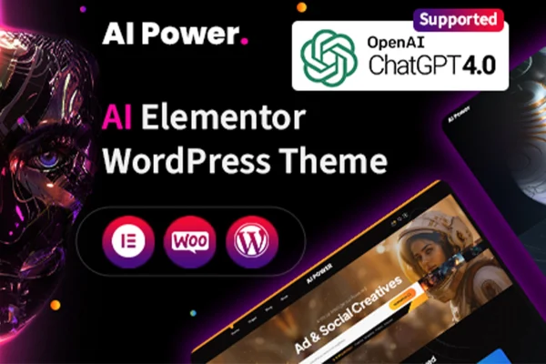 AI Power Theme cover image for an artificial intelligence WordPress theme