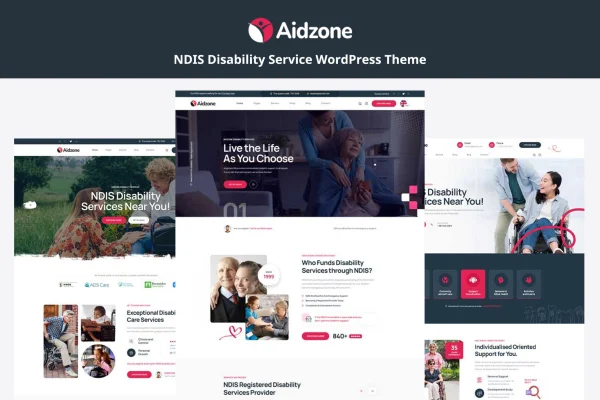 Aidzone NDIS disability service WordPress theme preview