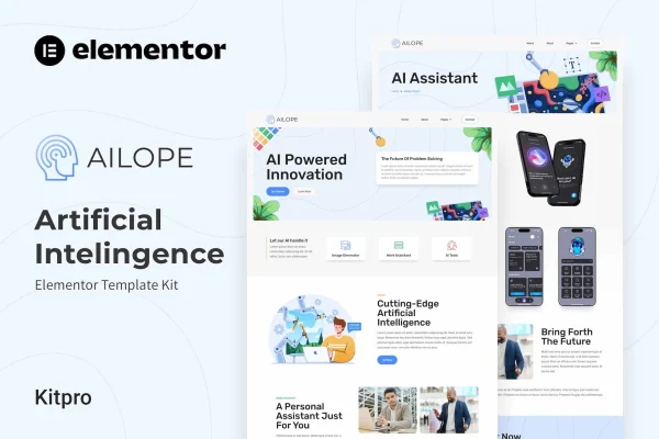 Ailope artificial intelligence Elementor template kit cover image