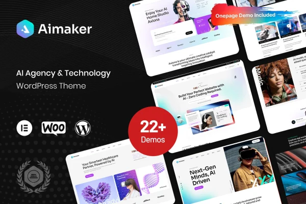 Aimaker AI agency and technology WordPress theme preview