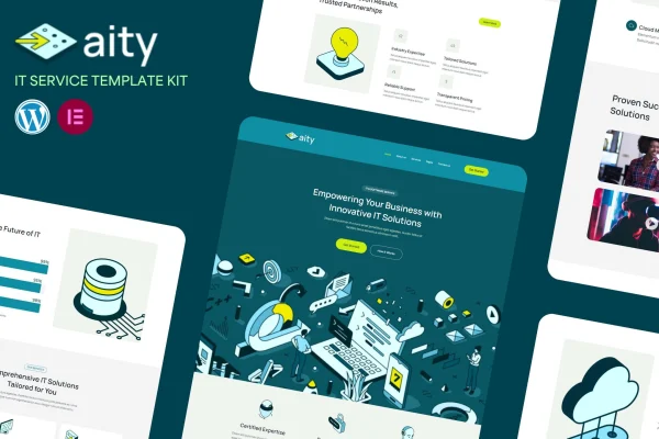 Aity IT and software service Elementor template kit preview