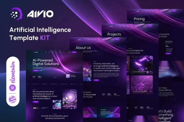 Aivio artificial intelligence Elementor template kit preview