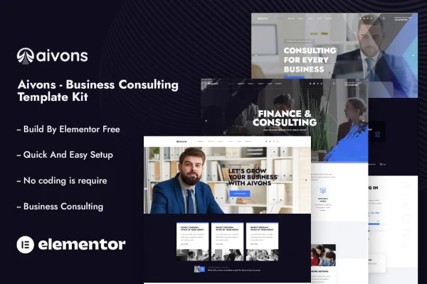 Aivons business consulting Elementor template kit preview