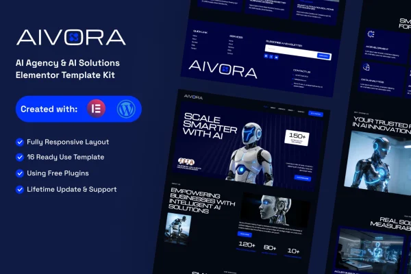 Aivora AI agency Elementor template kit preview