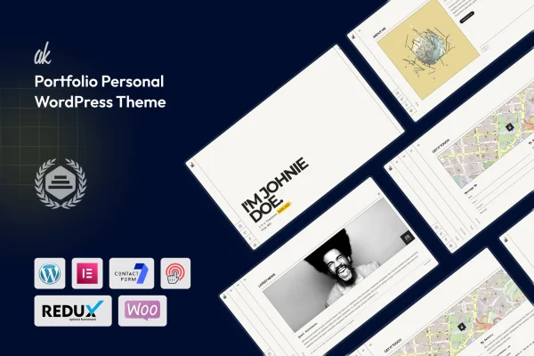 Akordian portfolio WordPress theme preview with accordion-style layout