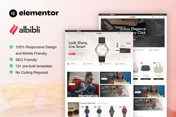 Albibli multipurpose WooCommerce store Elementor template kit preview