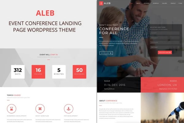 Aleb Theme one-page event conference WordPress theme preview