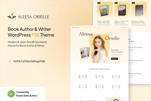 Aleesa book author and writer WordPress theme preview