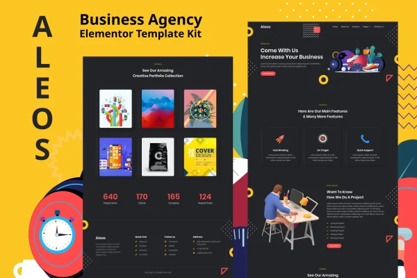 Aleos business agency Elementor template kit cover image