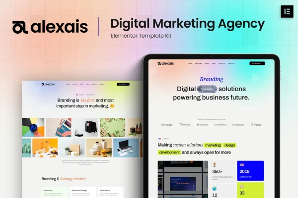 Alexais digital marketing agency Elementor template kit cover image