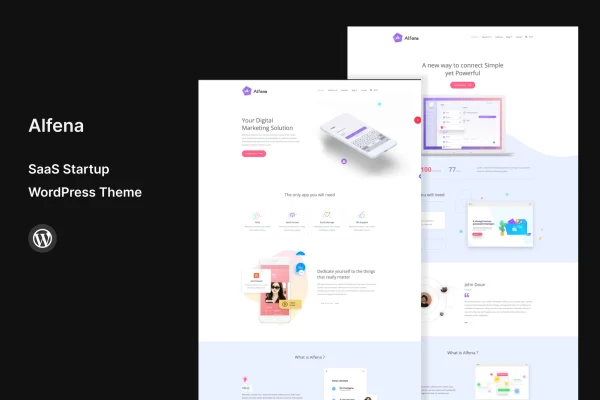 Alfena SaaS startup WordPress theme preview